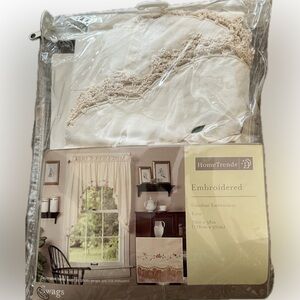 💥Hometrends Ecru Caroline Embroidered Kitchen Valance 14” Floral Crochet Design